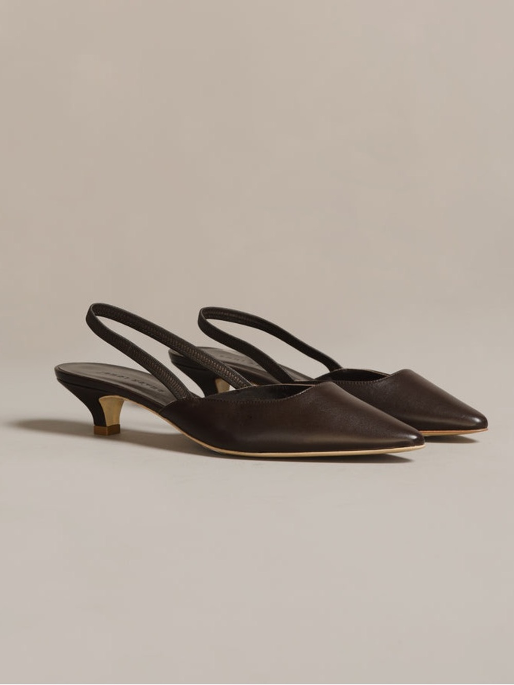 Jenni Kayne Leather Kitten Heel in Chocolate Nappa Slingback– Size 40 (US 10)